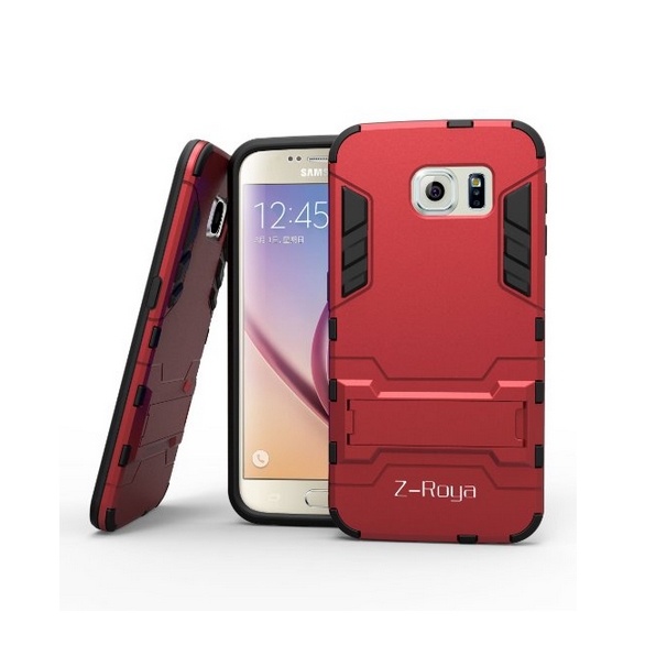 Galaxy S6 Case  Robot-Bear Dual Layer Protective Hybird Armor Case Slim red